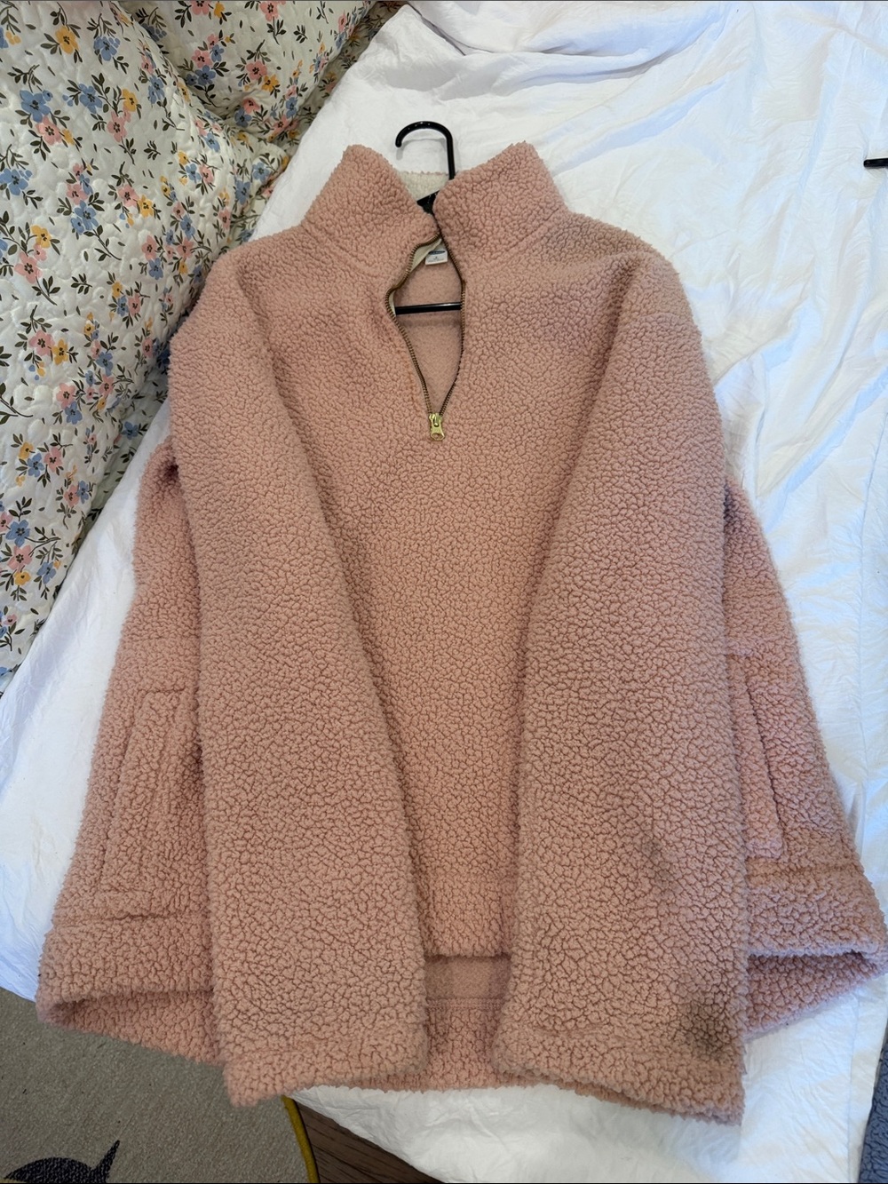 Old Navy Women's Sherpa Quarter-Zip Jacket - Dusty Pink